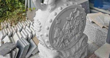 云南芝麻白抱鼓石 庭院抱鼓石