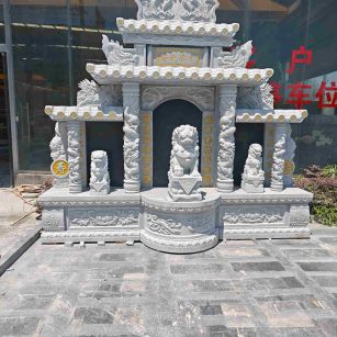 云南芝麻白中国黑石材套墓 花岗岩墓碑